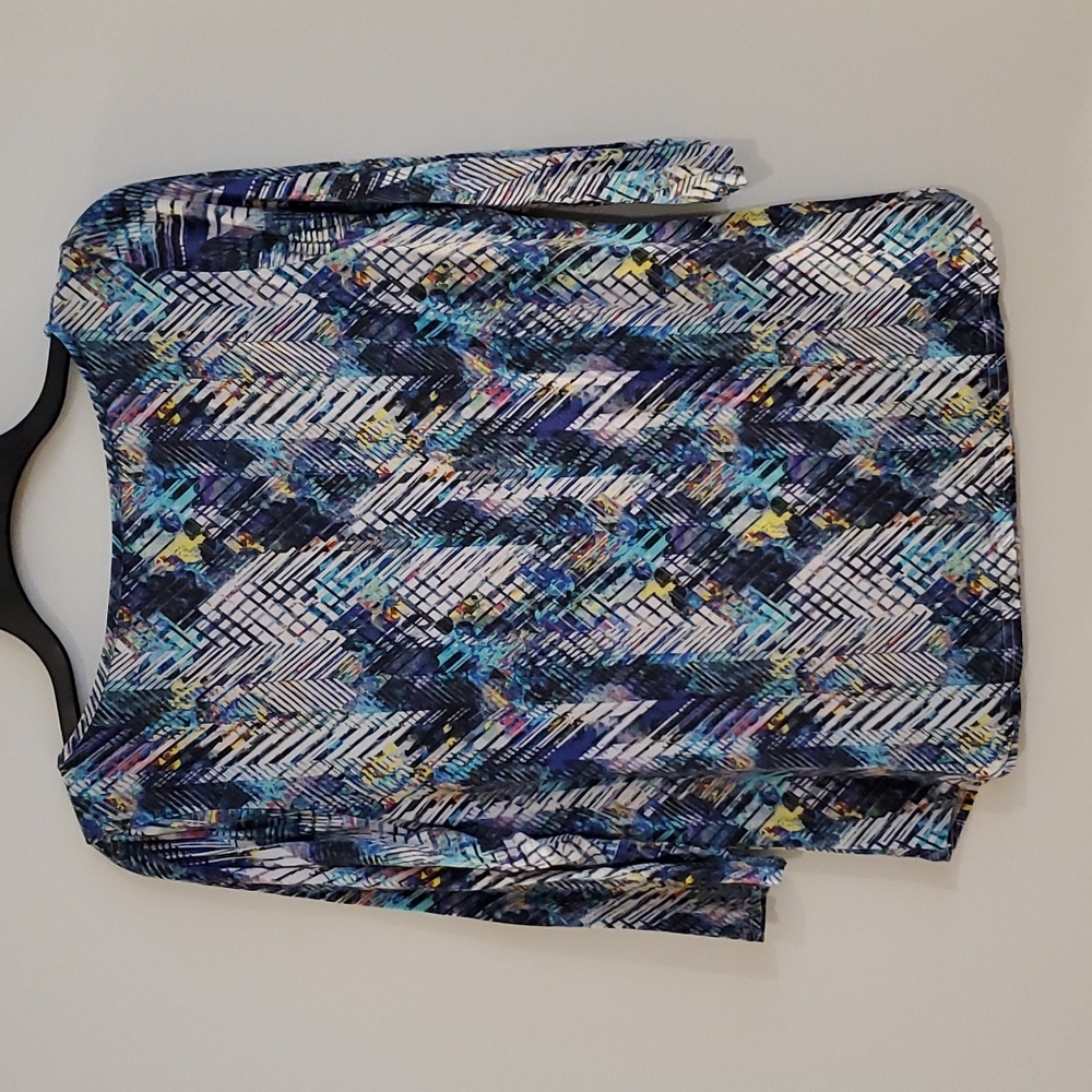 Peck & Peck Abstract Print In Blues3/4 Length Sle… - image 5